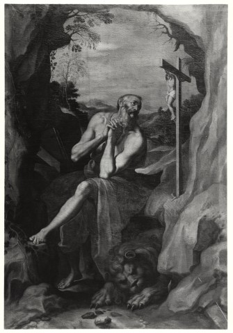 Anonimo — Muziano Girolamo - sec. XVI - San Girolamo in preghiera nella grotta — insieme